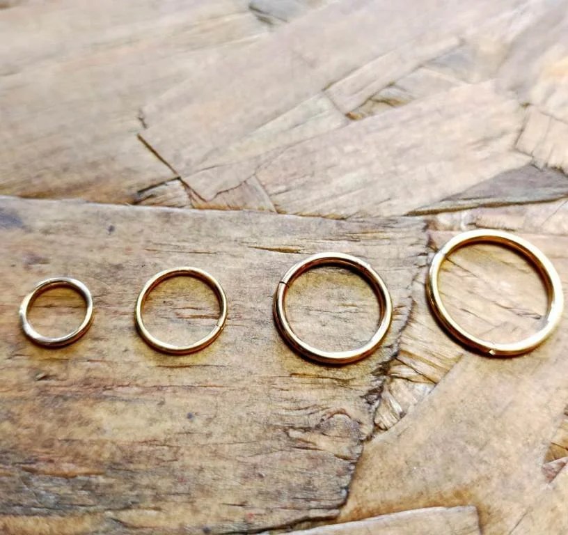 piercing anneau métal doré différentes tailles