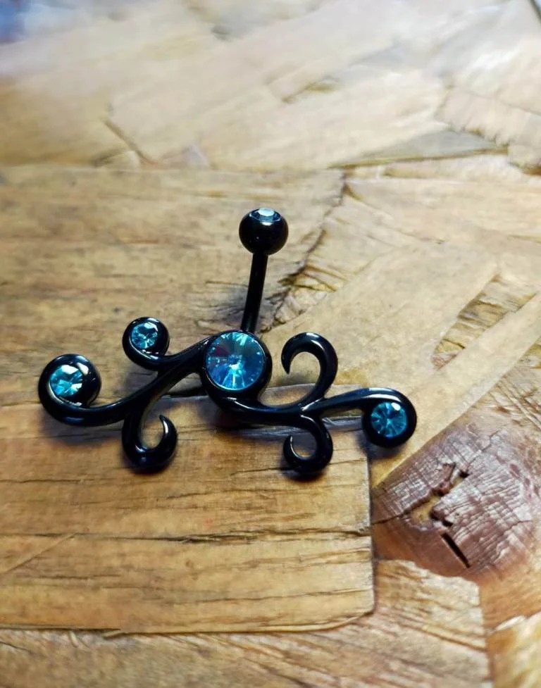 Banane nombril noir et strass